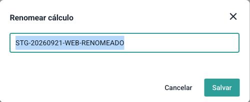 Diálogo de renomear um cálculo fictício