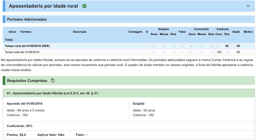 Demonstrativo rural: parcelas originais de 120 e 60 meses e ficha da híbrida com carência de 180 meses