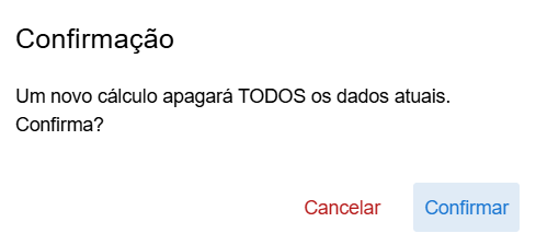 Mensagem novo cálculo